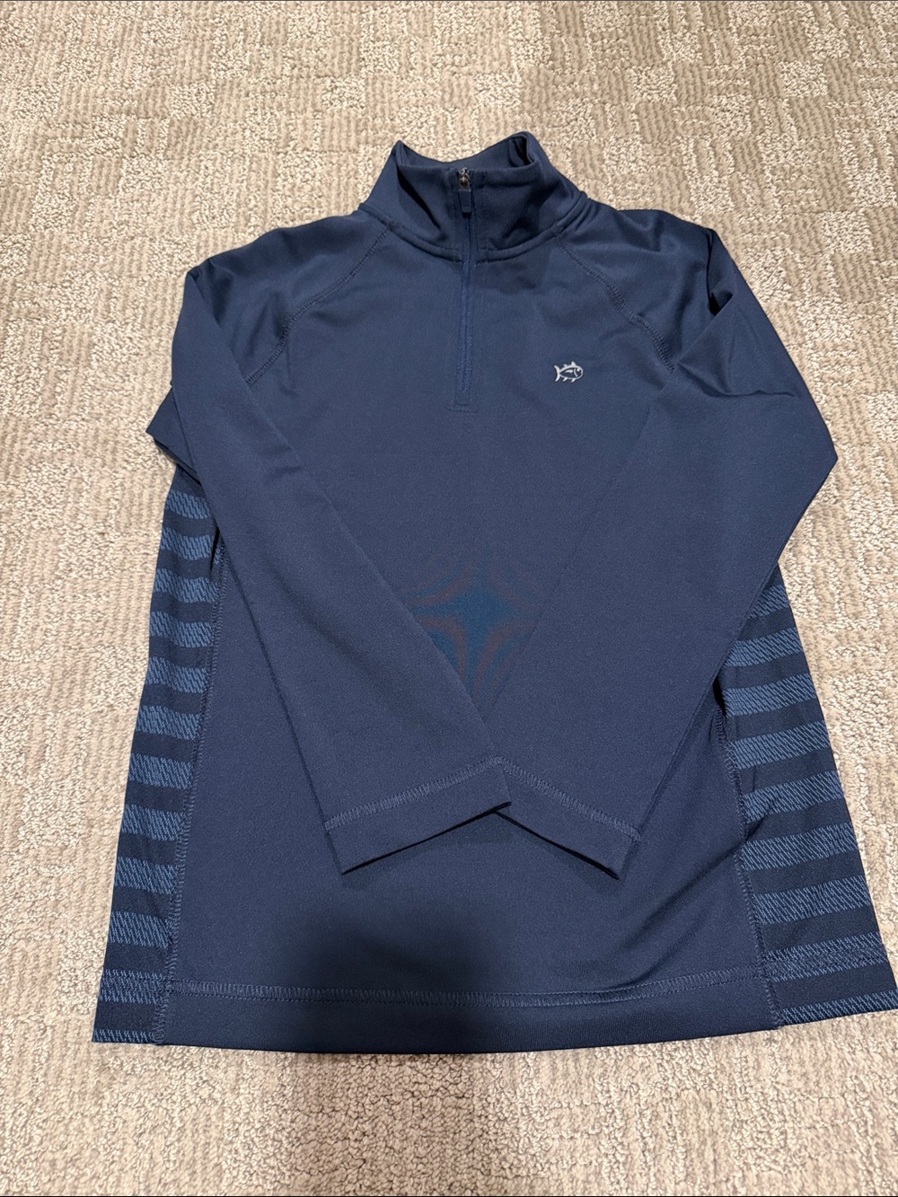 Dark Navy Half-Zip Pullover with Striped Side Panels, Southern Tide, Boys S
